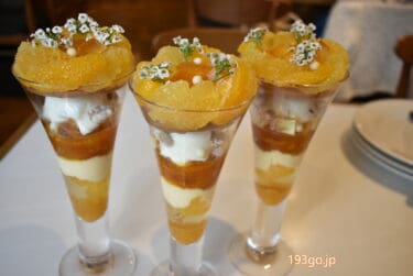 新宿 SALON BAKE&TEA　季節限定「パフェ・ド・プランタン」3種の柑橘のオレンジパフェが果肉たっぷり！ウルウルでプルプル